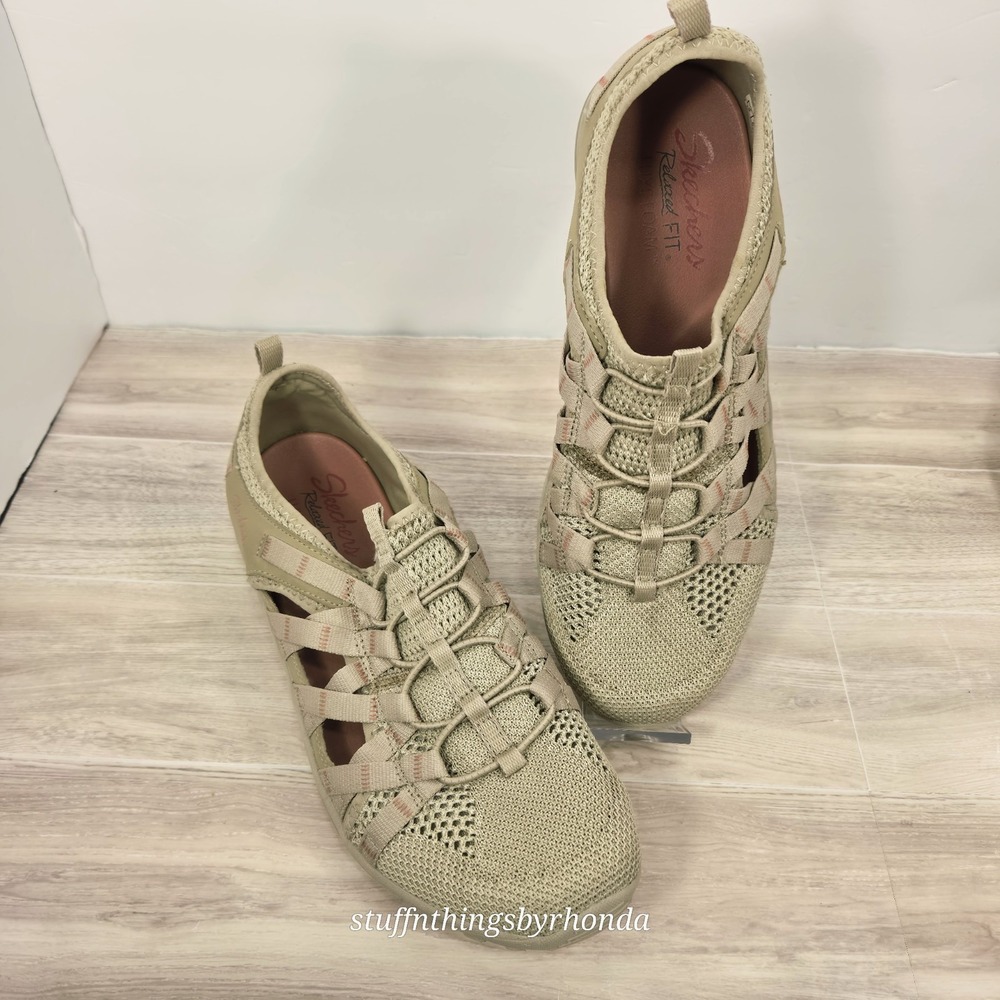 Skechers Womens Reggae Fest Neap Outdoor Shoes Taupe 49589 Slip On Mesh Size 9